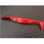 Tête bavette avec shad segmenté rouge (7,5 cm)