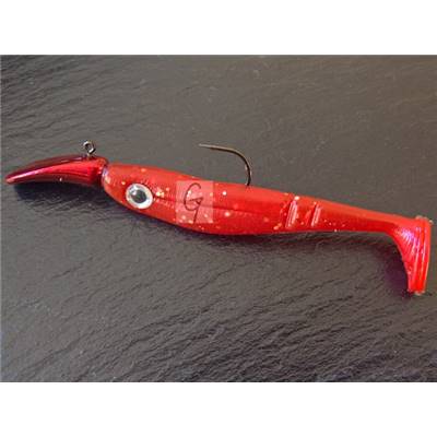 Tête bavette avec shad segmenté rouge (7,5 cm)